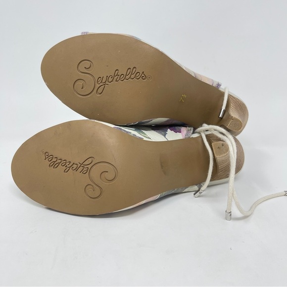 Seychelles Pastel Floral Tie Mary Jane Stacked Stiletto Heel Sandal - Picture 8 of 9